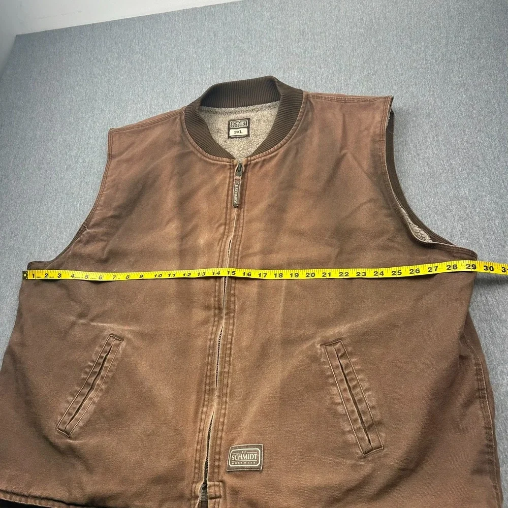 CE Schmidt Full Zip Sherpa Lined Canvas Vest Mens 3XL Brown Outdoor Workwear - Picture 7 of 16